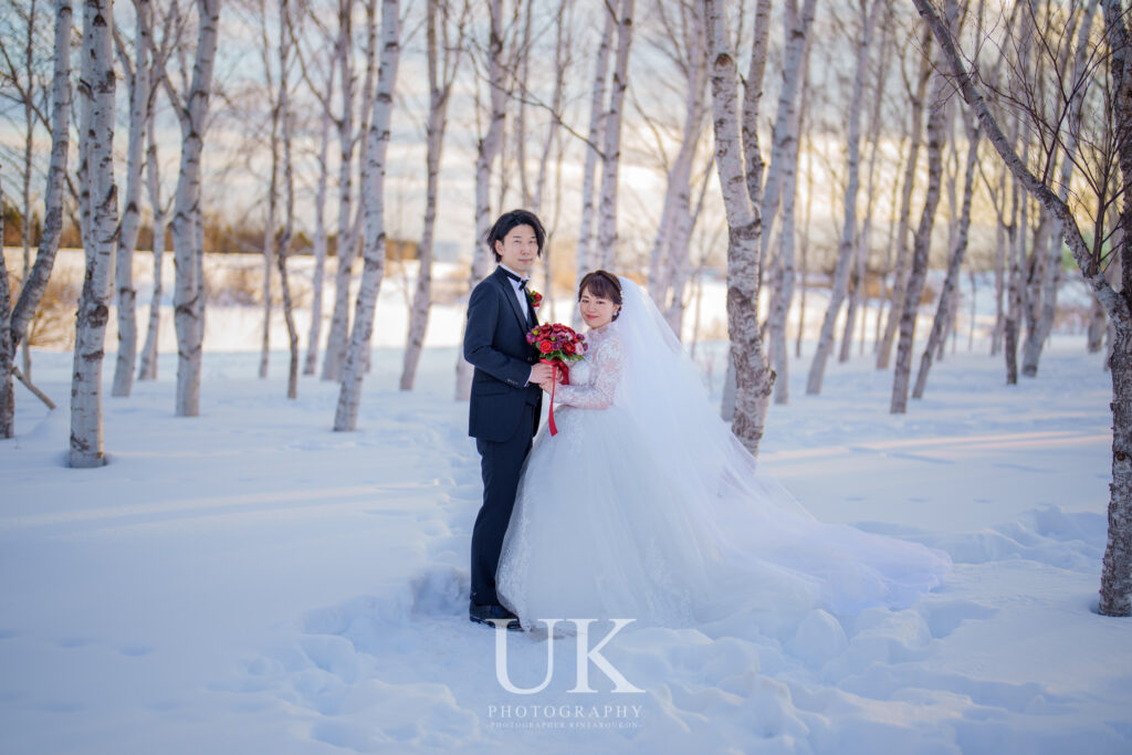 北海道|雪原のウェディングフォト|出張フォト婚ならUKPHOTOGRAPHY
